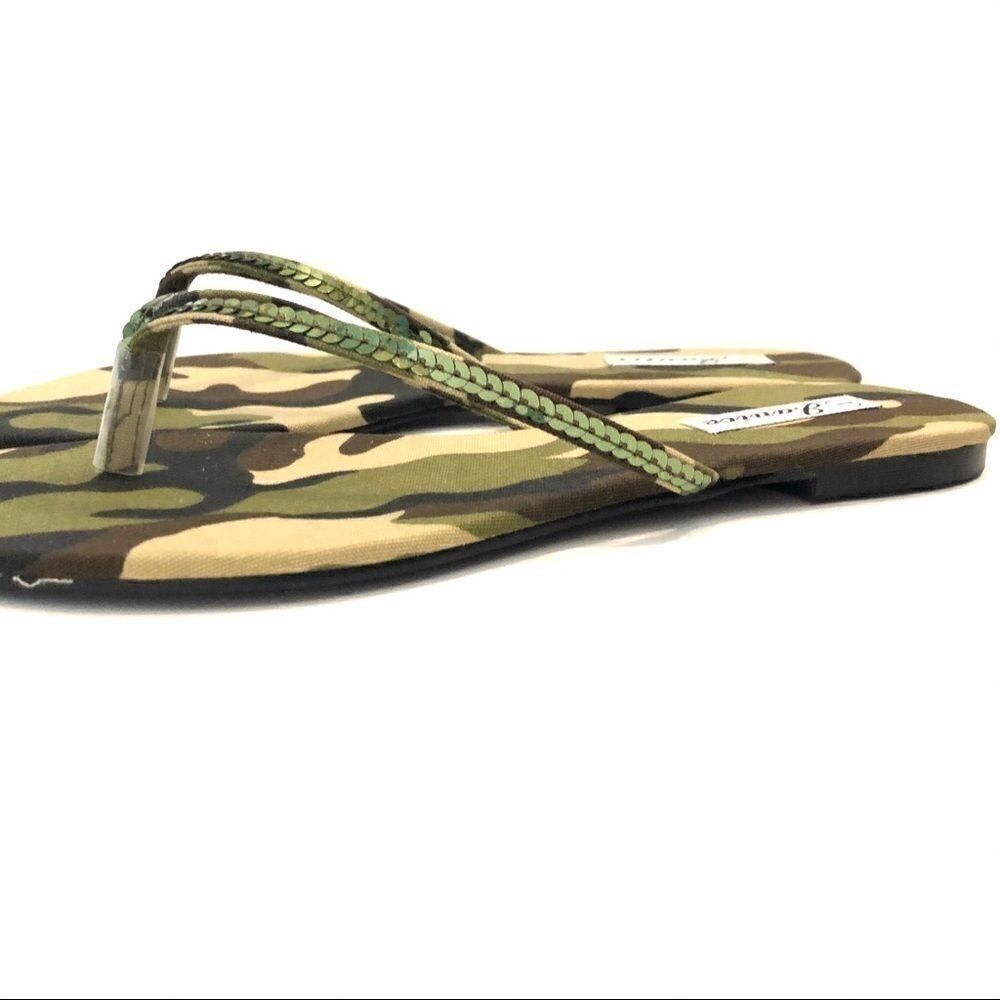 Camouflage camo green olive sequin sandals thongs NEW NIB NWT flip flops 6.5 - Picture 5 of 12